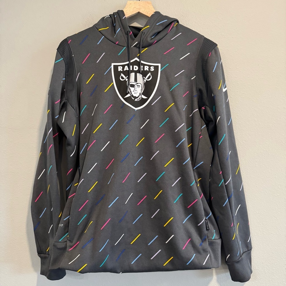 Nike NFL Raiders 2021 Pullover Hoodie Crucial Catch Sideline Print L